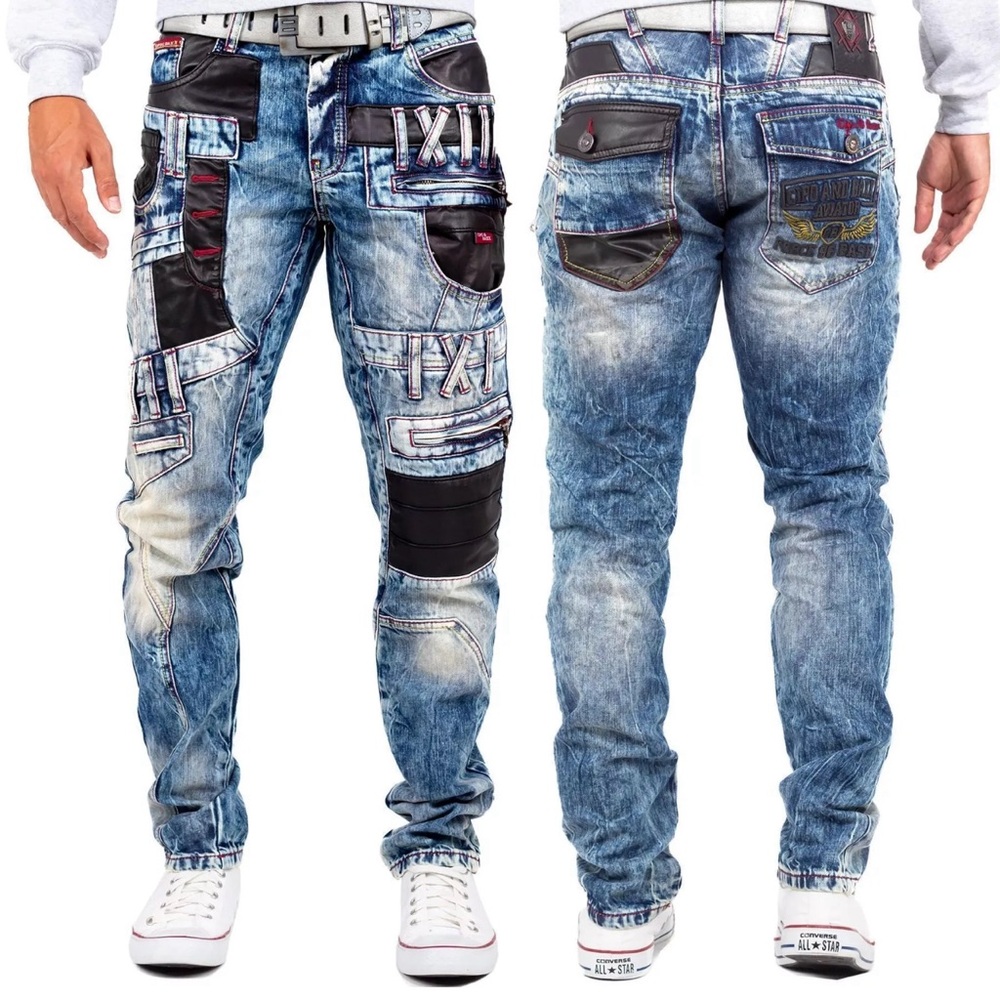32 x 32” Cipo & Baxx Men's Jeans Pants 32x32 leather Discowear Freite Cargo 32W